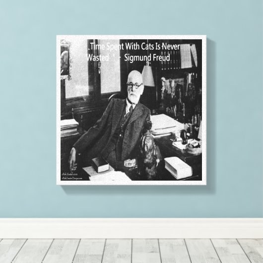 Sigmund Freud en zijn grappige beroemde cat quote Canvas Afdruk (Insitu (Houten vloer))