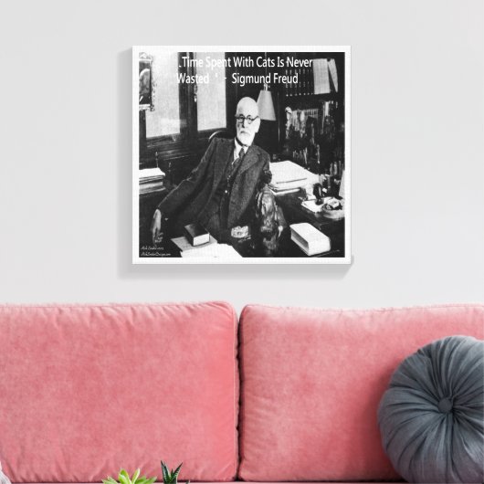 Sigmund Freud en zijn grappige beroemde cat quote Canvas Afdruk (Insitu (Woonkamer))