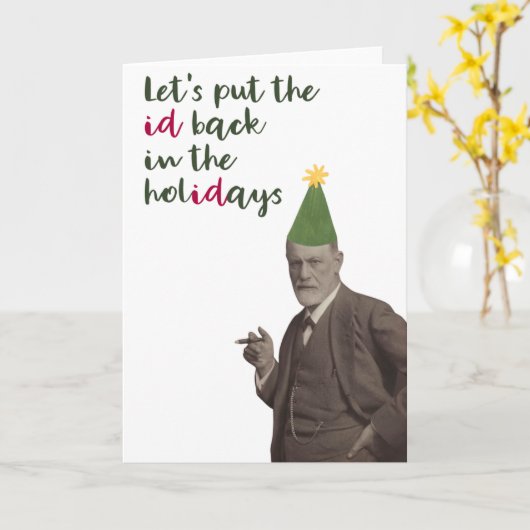 Sigmund Freud Funny Holiday Kaart (Gele Bloem)