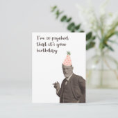 Sigmund Freud Funny Psyched Birthday Briefkaart (Staand voorkant)