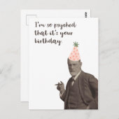 Sigmund Freud Funny Psyched Birthday Briefkaart (Voorkant / Achterkant)