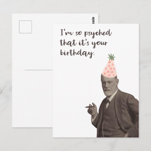 Sigmund Freud Grappige Psyched Verjaardag Briefkaart (Voorkant / Achterkant)