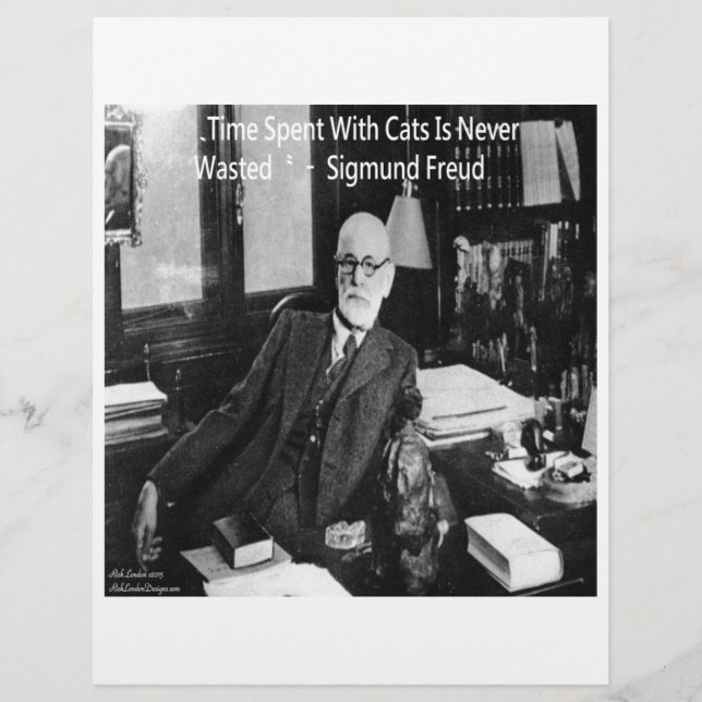 Sigmund Freud in zijn kantoor & Grappige kat citaa (Voorkant)