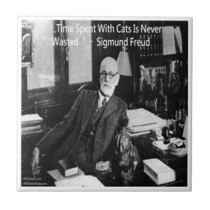Sigmund Freud in zijn kantoor & Grappige kat citaa Tegeltje