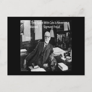 Sigmund Freud in zijn kantoor & Grappige kat quote Briefkaart