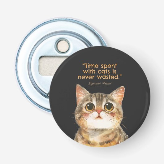 Sigmund Freud Kat Flesopener Button Flesopener (Voorkant)