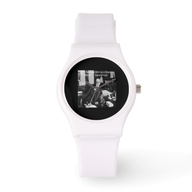 Sigmund Freud & Kat Quote Dames Siliconen Horloge (Voorkant)