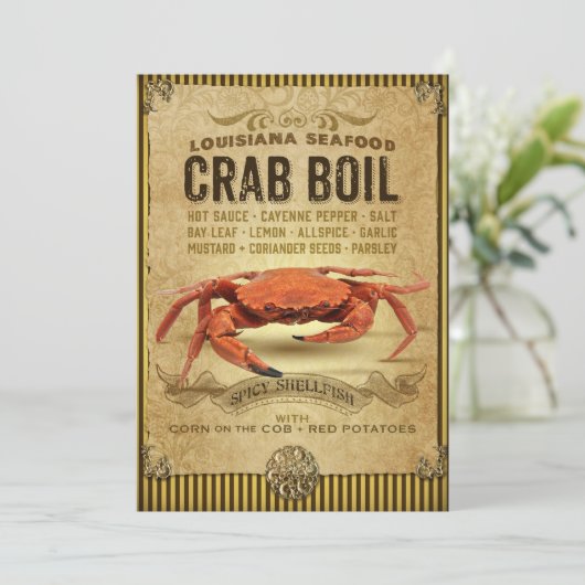  Sign Crab Boil Party Invitation Kaart (Staand voorkant)