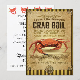 Sign Crab Boil Party Invitation Kaart