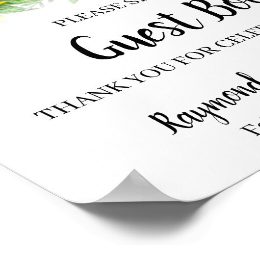 Sign Guest Book Wedding Sunflower Greenery Sign Poster (Hoek)