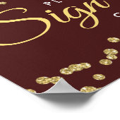 Sign Guestbook Gold Faux Glitter Confetti Marsala Poster (Hoek)