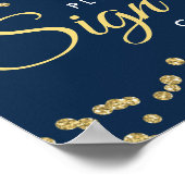 Sign Guestbook Gold Faux Glitter Confetti Navy Poster (Hoek)