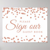 Sign Guestbook Roos Gold Glitter Confetti White Poster (Voorkant)