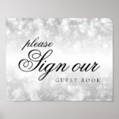 Sign Guestbook Silver Shimmer Lights Poster (Voorkant)