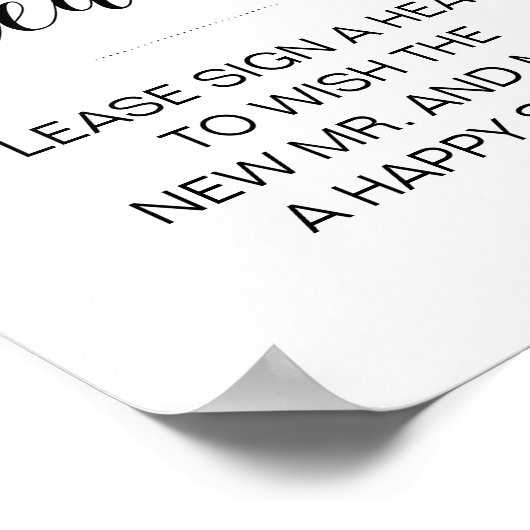 Sign Heart Drop Weduwen Guest Book Sign Poster (Hoek)