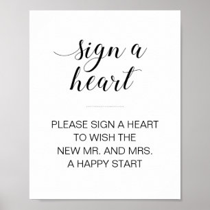Sign Heart Drop Weduwen Guest Book Sign Poster
