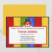 Sign Holding Clown Birthday Invitation Kaart (Voorkant / Achterkant)