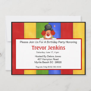 Sign Holding Clown Birthday Invitation Kaart