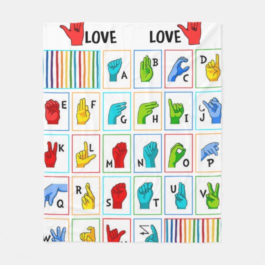 Sign Language Alphabet Colors ASL Mam Love Fleece Deken (Voorkant)