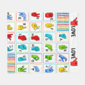 Sign Language Alphabet Colors ASL Mam Love Fleece Deken (Voorkant (Horizontaal))