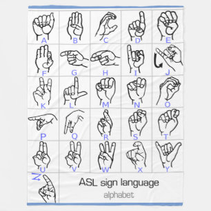 SIGN LANGUAGE ALPHABET fleece deken