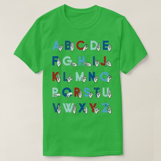 Sign Language ASL Alphabet Baseball T-shirt (Design voorkant)