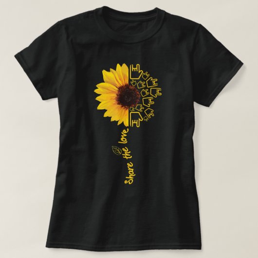 Sign Language - ASL - American Sunflower - Deel t T-shirt (Design voorkant)