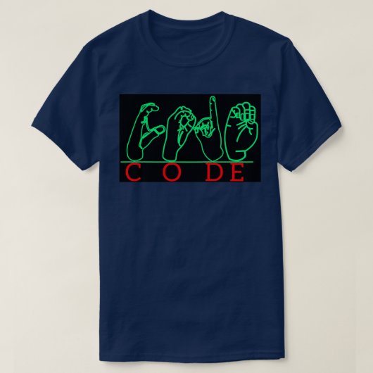 Sign Language ASL Deaf Mute Gesture CODE T-shirt (Design voorkant)