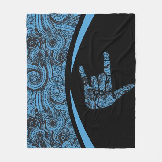Sign Language Blanket ASL Mam Love Fleece Deken (Voorkant)