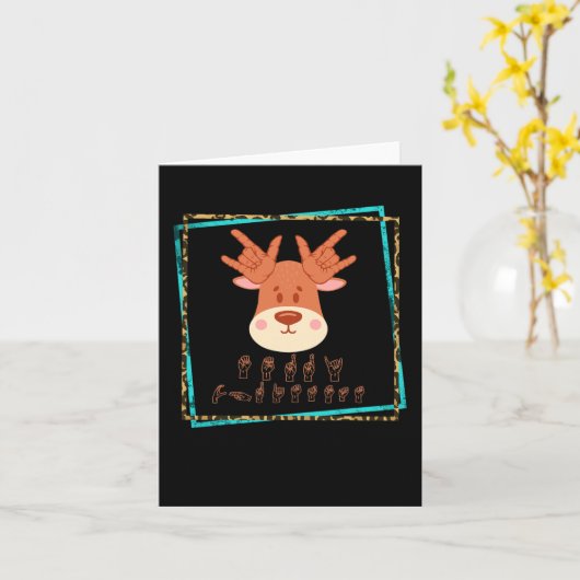 Sign Language Deaf kerstrenrendierdoaf ASL awa Kaart (Gele Bloem)