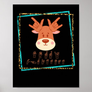 Sign Language Deaf kerstrenrendierdoaf ASL awa Poster