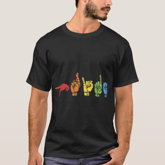 Sign Language Funny Rainbow Flag Gay LGBT Deaf ASL T-shirt (Voorkant)
