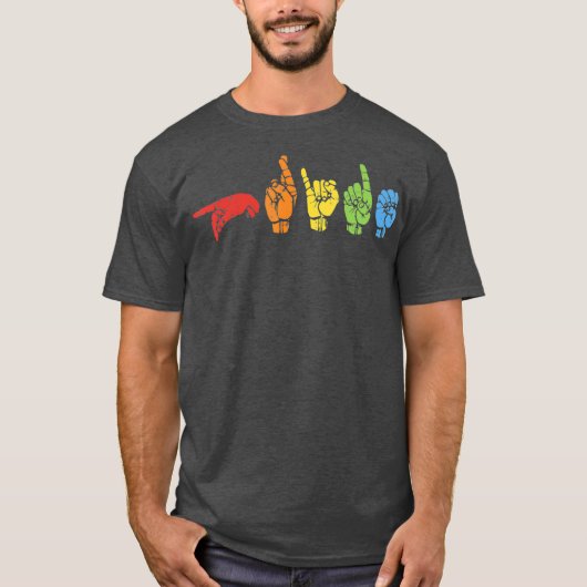 Sign Language Funny Rainbow Flag Gay LGBT Deaf T-shirt (Voorkant)