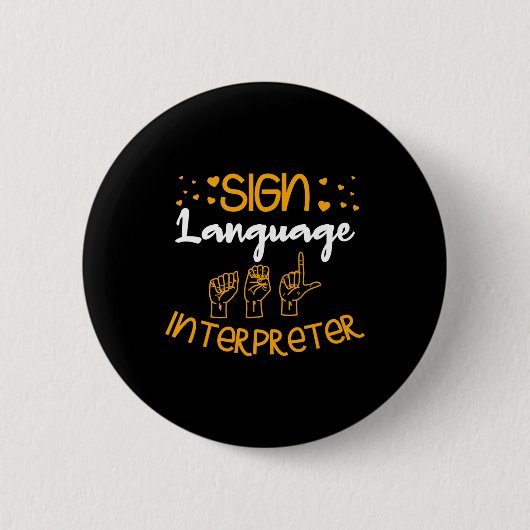 Sign Language Interpreter Deaf Sign Language Aware Ronde Button 5,7 Cm (Voorkant)