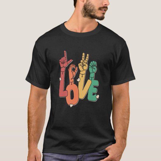 Sign Language Love ASL Deaf Hearing Impaired Inter T-shirt (Voorkant)