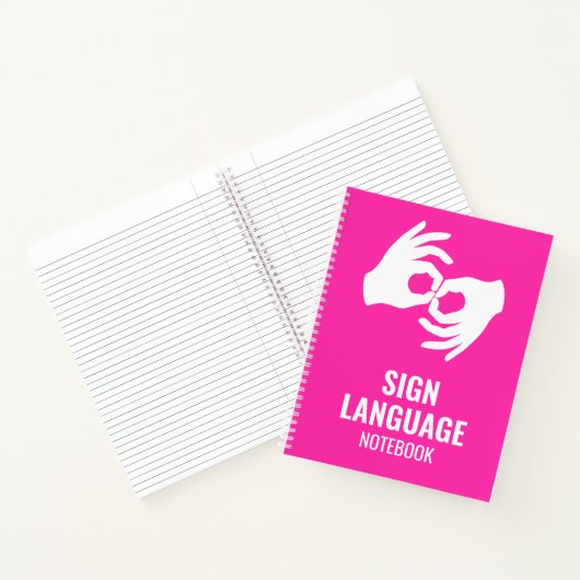 Sign Language Notebook – ASL Hands Symbol Magenta Notitieboek (Binnen)