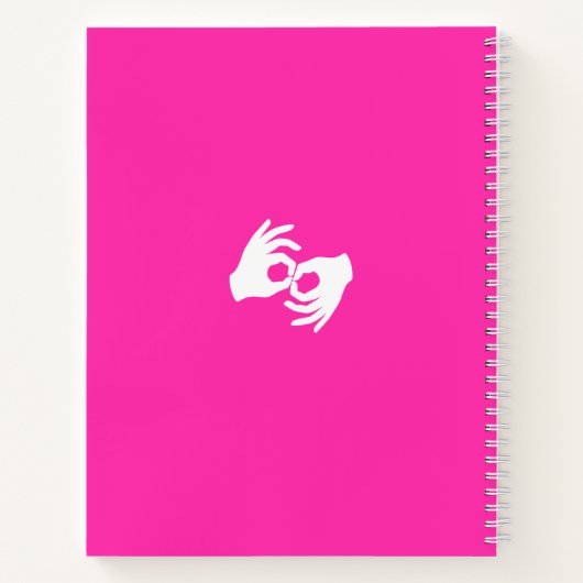 Sign Language Notebook – ASL Hands Symbol Magenta Notitieboek (Achterkant)