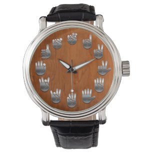 Sign Language — Woodgrain Horloge