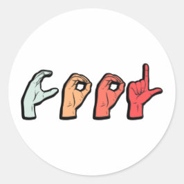 Sign Language Word ASL - Doaf Culture Ronde Sticker