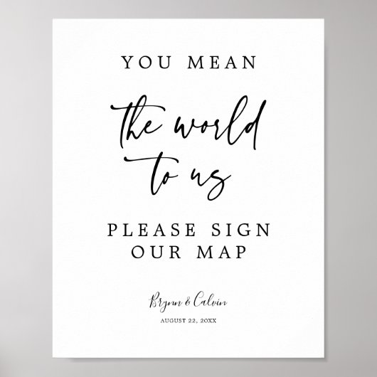 Sign Map Guestbook Destination Wedding Decor B613 Poster (Voorkant)