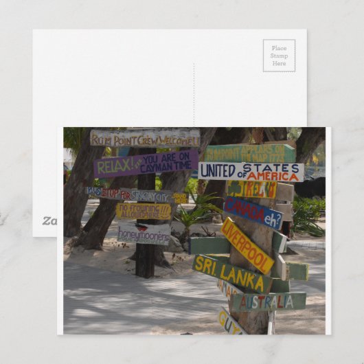 Sign Post Rum Point Grand Cayman Briefkaart (Voorkant / Achterkant)