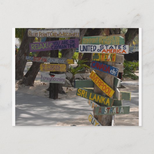Sign Post Rum Point Grand Cayman Briefkaart (Voorkant)