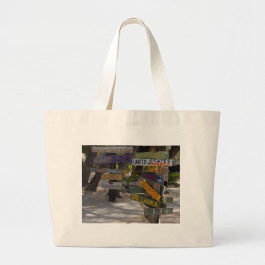 Sign Post Rum Point Grand Cayman Grote Tote Bag (Voorkant)