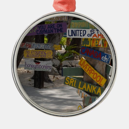 Sign Post Rum Point Grand Cayman Metalen Ornament (Voorkant)
