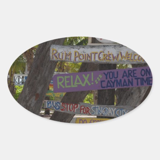 Sign post Rum Point Grand Cayman Ovale Sticker (Voorkant)