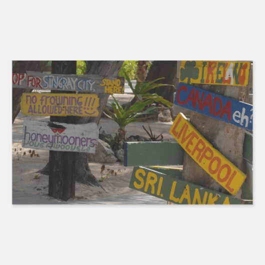Sign Post Rum Point Grand Cayman Rechthoekige Sticker (Voorkant)