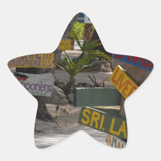Sign Post Rum Point Grand Cayman Ster Sticker (Voorkant)