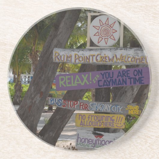Sign post Rum Point Grand Cayman Zandsteen Onderzetter (Voorkant)