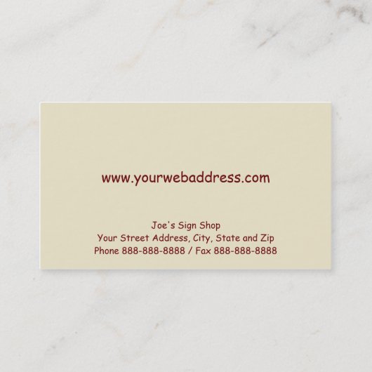 Sign Shop Vastgoedmakelaar Visitekaartje (Achterkant)