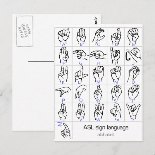 SIGN TAAL ALPHABET briefkaart (Voorkant / Achterkant)